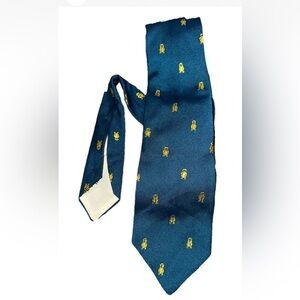 Vintage”346” Brooks Brothers Blue "No Evil" Monkey Pattern Silk Mens Tie